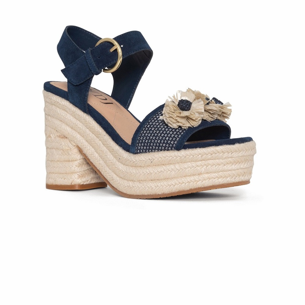 NYDJ Houston Platform Sandals in Indigo, 6.5